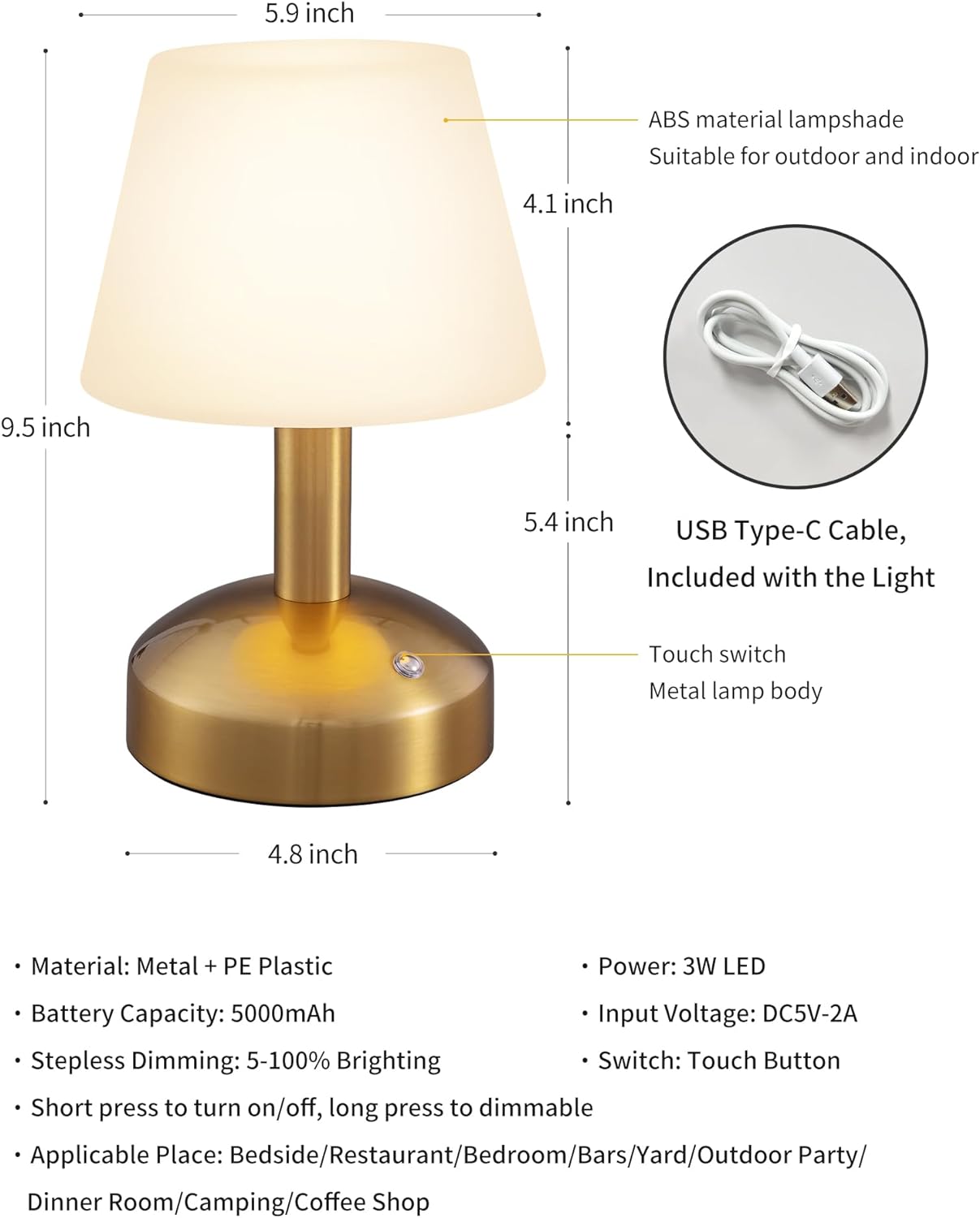 Rechargeable Table Lamp | Dimmable Table Lamp | Ping Lighting